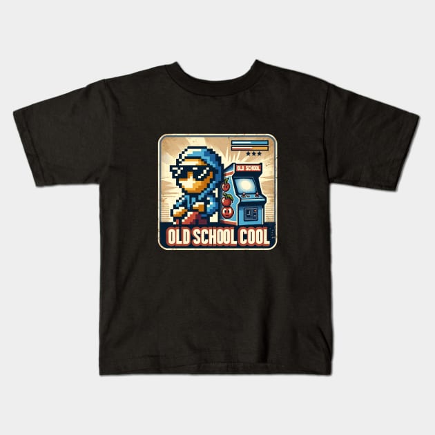 Pixelated Nostalgia: Arcade Days Kids T-Shirt by Retro Travel Design